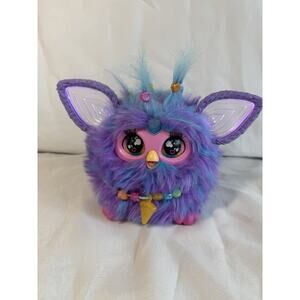 Furby Purple Plush Tie Dye Interactive Toy 2023 Glowing Ears Talks Necklace